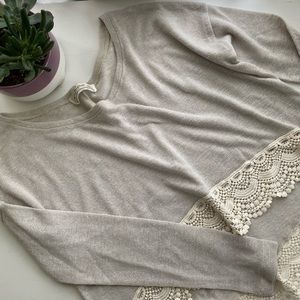Abercrombie Lace Trim Cropped Sweater